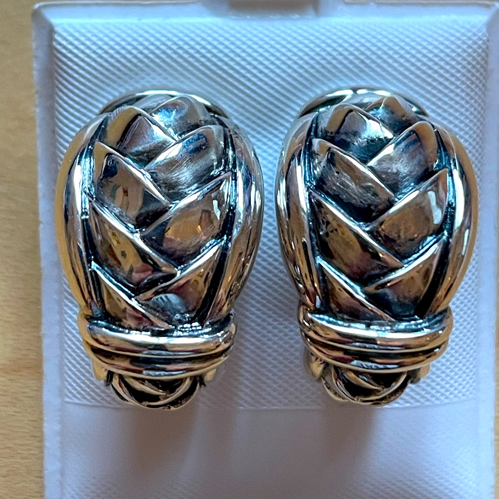 Scott Kay Silver Woven Pattern Earrings